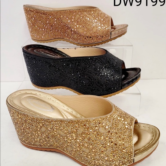 Italina Champagne Rhinestone Platform Wedge Sandal - Picture 7 of 9